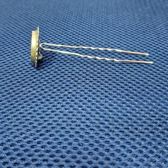 Red, silver and Abalone Mexico Geometric hair Pin - Picture 3 of 4